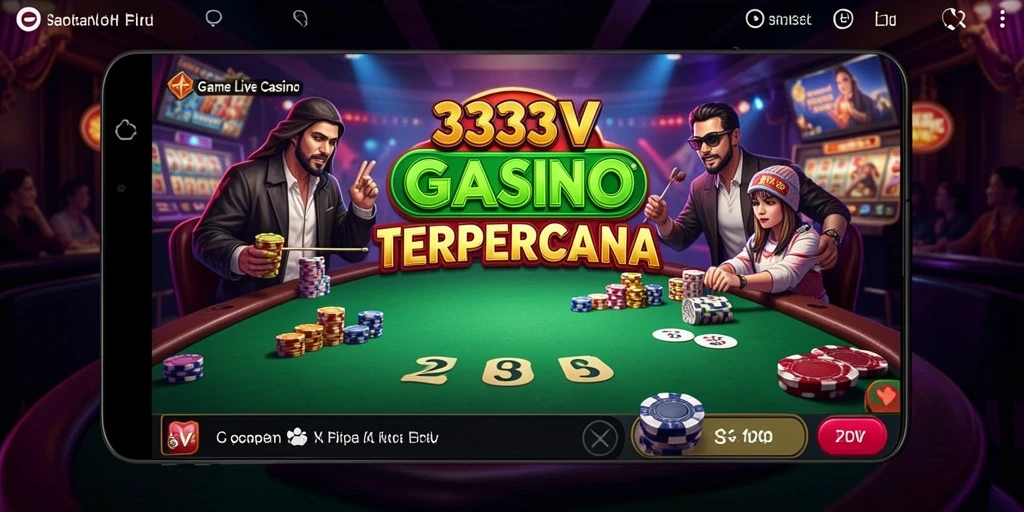 Screenshot 333V menampilkan dealer live di meja permainan kasino.