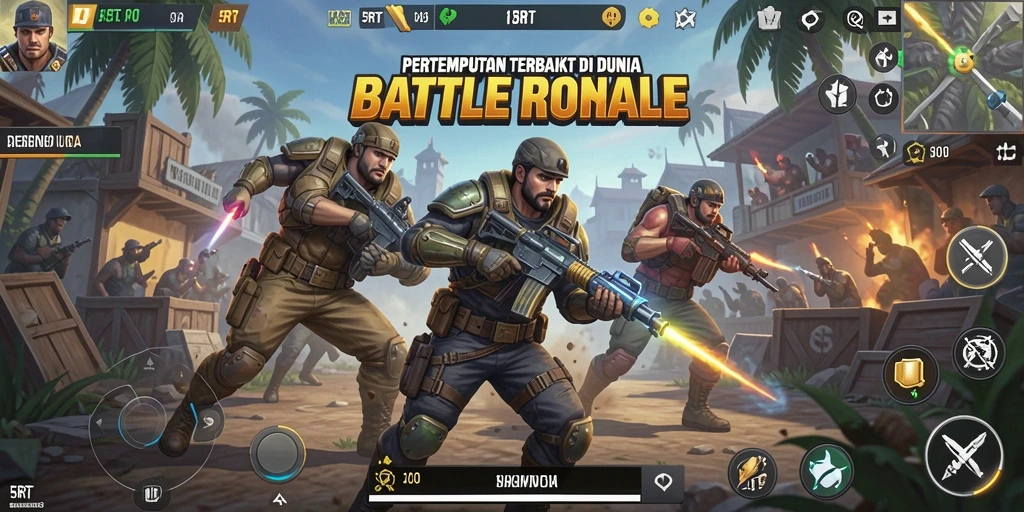 Screenshot gameplay 5RT menampilkan aksi epik di pertempuran Battle Royale.
