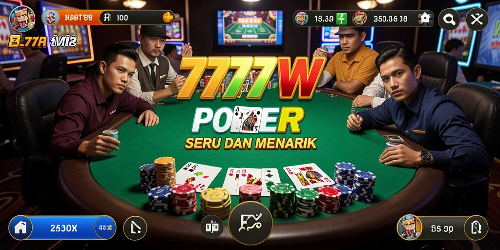 Tampilan gameplay Poker yang menarik di 7777W.