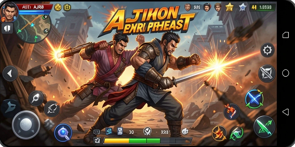 Gameplay AJR88 menampilkan aksi pertarungan yang intens dan menarik.