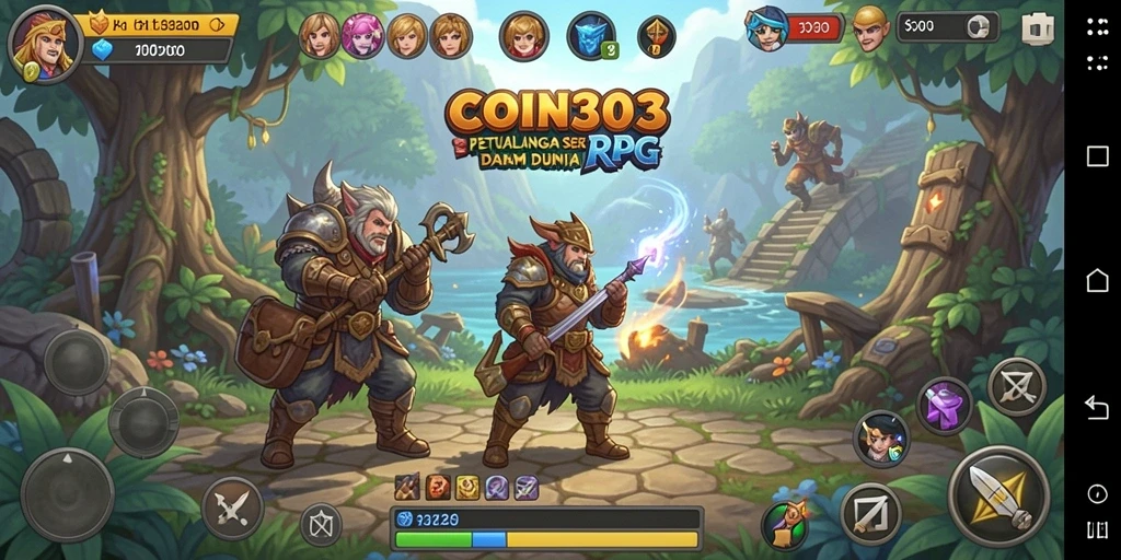 Screenshot gameplay COIN303 menampilkan karakter dalam aksi seru di dunia RPG fantastis.