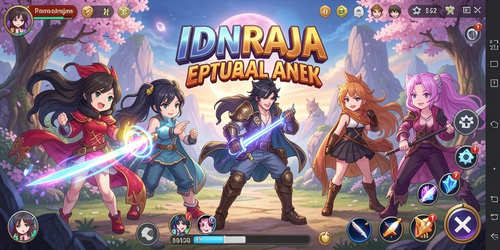 Tampilan gameplay IDNRAJA yang penuh warna dan interaktif.