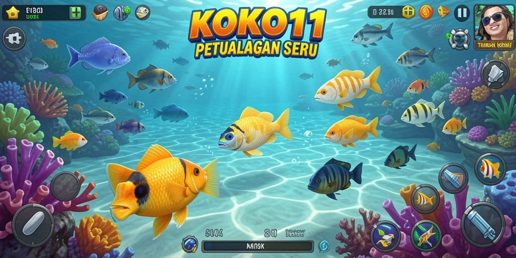 Screenshot gameplay menampilkan serunya menembak ikan di KOKO11.