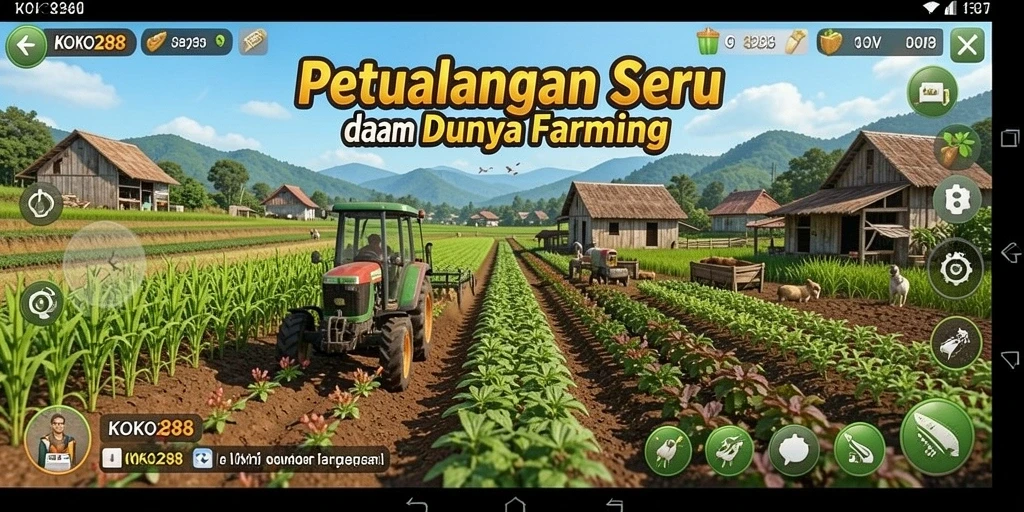 Screenshot menampilkan gameplay seru KOKO288 dengan aktivitas bertani.