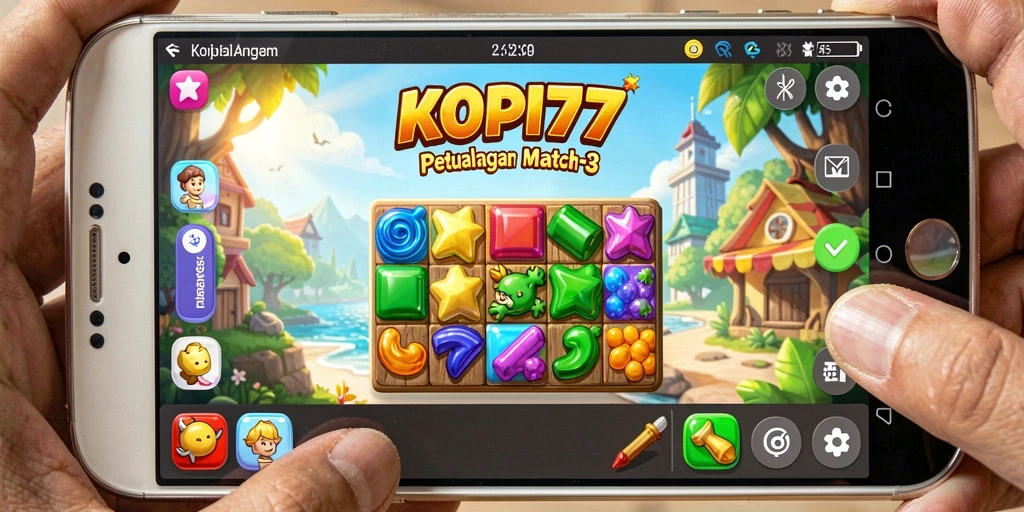 Tampilan gameplay seru di KOPI77 dengan tantangan Match-3.
