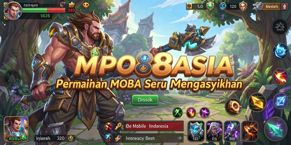 Tangkapan layar MPO88ASIA menunjukkan pertempuran intens dalam gameplay MOBA.