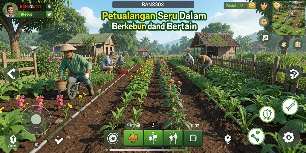 Screenshot dari gameplay RANS303 menampilkan petualangan bertani yang seru.
