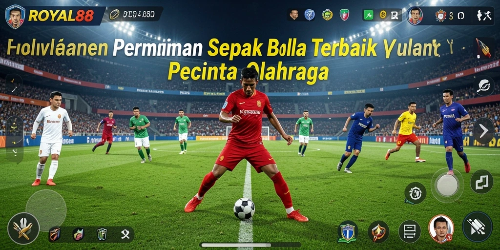 Tampilan gameplay seru dari ROYAL88 yang menampilkan pertandingan sepak bola nyata.
