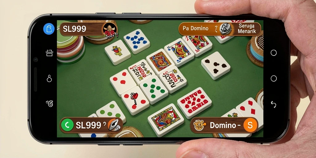 Tampilan gameplay seru dalam SL999 dengan suasana Domino yang mendebarkan.