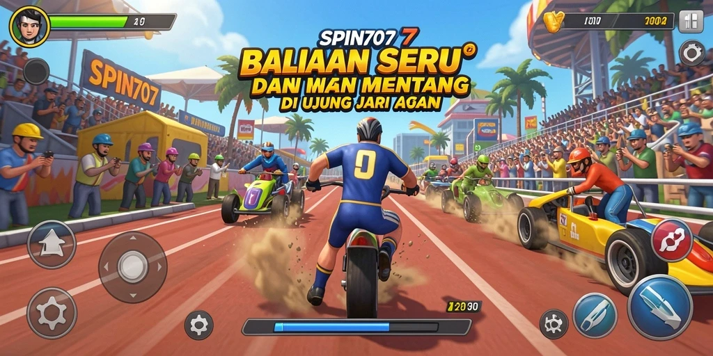 Gameplay SPIN707 yang mendebarkan di lintasan balap.