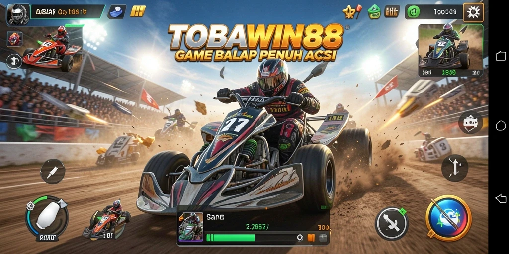 Gameplay balap mendebarkan di TOBAWIN88 dengan mobil yang cepat dan lintasan menantang.