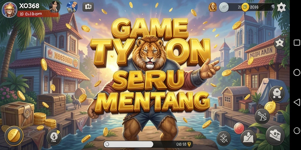 Tampilan gameplay XO368 yang menampilkan simulasi bisnis yang mendetail.